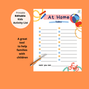 Kids check list - Printable, Editable, INSTANT DOWNLOAD