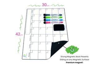 A3 Magnetic Monthly Planner - Dry Erase Whiteboard Fridge Calendar