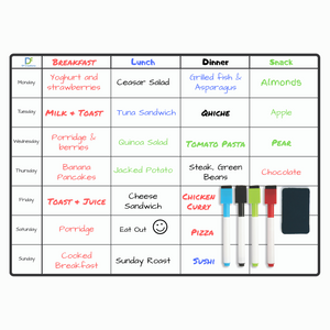A3 Magnetic Whiteboard Weekly - Meal or Activity Planner
