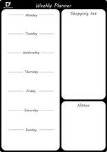 Load image into Gallery viewer, A4 plus - Magnetic Weekly Whiteboard Planner with Shopping List (34 x 24 cm)
