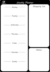 A4 plus - Magnetic Weekly Whiteboard Planner with Shopping List (34 x 24 cm)